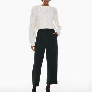 ARITZTIA BLACK EFFORTLESS CROPPED HIGH-WAISTED WIDE-LEG CREPE PANTS